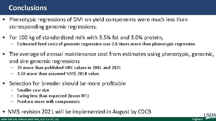 Conclusions Phenotypic regressions of DMI on yield components were much less than corresponding genomic