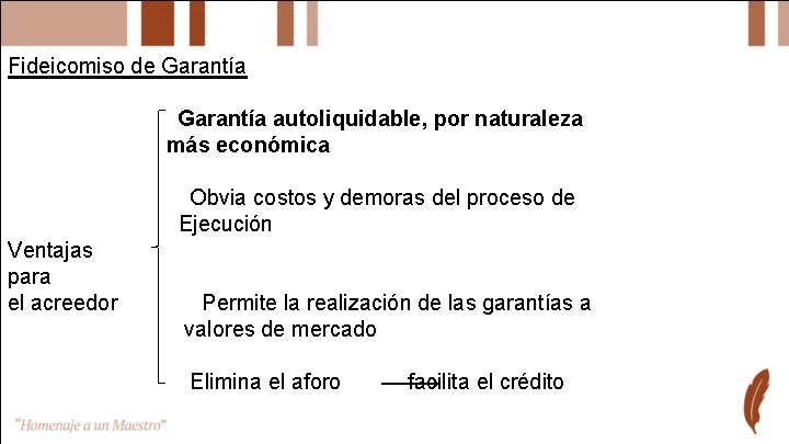 Fideicomiso de Garantía autoliquidable, por naturaleza más económica Obvia costos y demoras del proceso