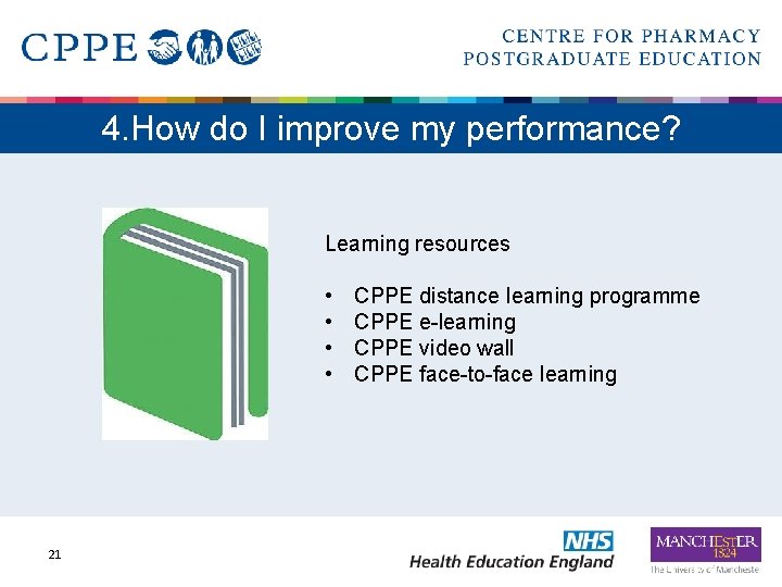 4. How do I improve my performance? Learning resources • • 21 CPPE distance
