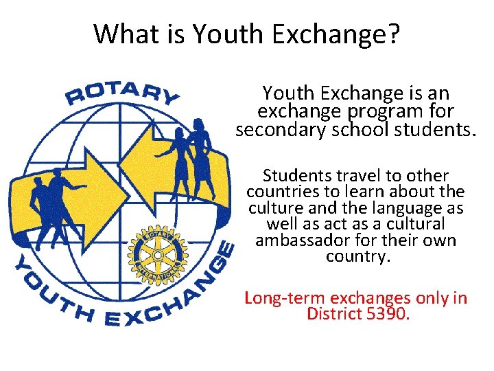 What is Youth Exchange? Youth Exchange is an exchange program for secondary school students.