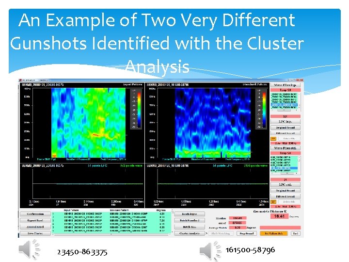 An Example of Two Very Different Gunshots Identified with the Cluster Analysis 23450 -863375 An Example of Two Very Different Gunshots Identified with the Cluster Analysis 23450 -863375