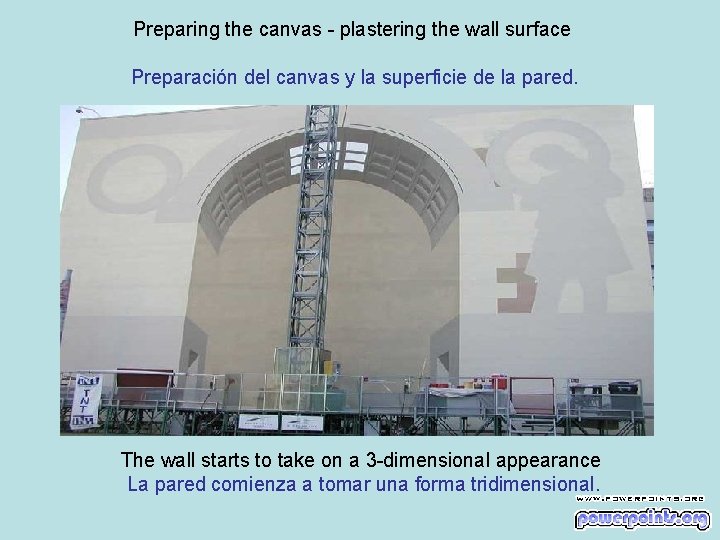 Preparing the canvas - plastering the wall surface Preparación del canvas y la superficie