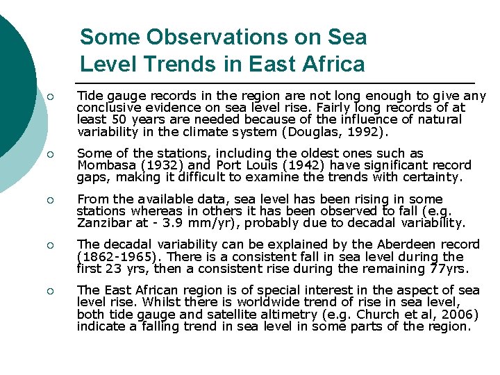 Some Observations on Sea Level Trends in East Africa ¡ Tide gauge records in