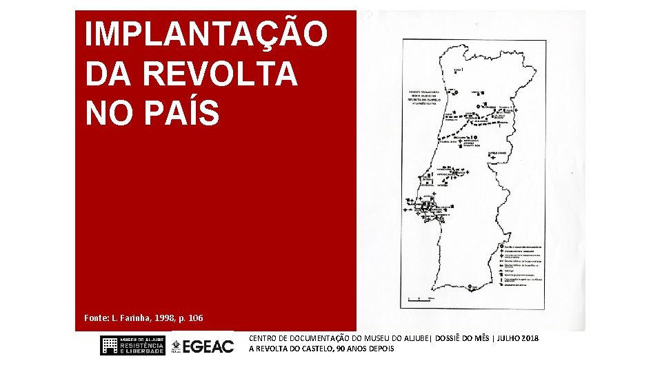 IMPLANTAÇÃO DA REVOLTA NO PAÍS Fonte: L. Farinha, 1998, p. 106 CENTRO DE DOCUMENTAÇÃO