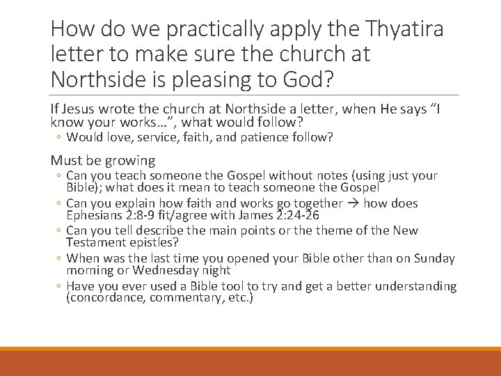 How do we practically apply the Thyatira letter to make sure the church at