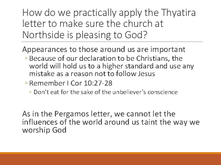 How do we practically apply the Thyatira letter to make sure the church at