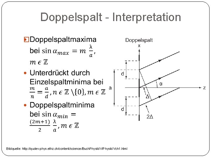 Doppelspalt - Interpretation � Bildquelle: http: //qudev. phys. ethz. ch/content/science/Buch. Physik. IV/Physik. IVch 1.