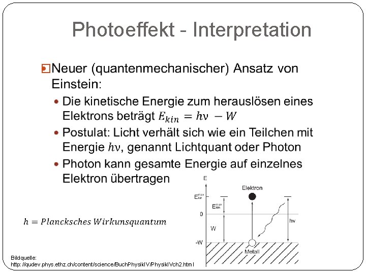 Photoeffekt - Interpretation � Bildquelle: http: //qudev. phys. ethz. ch/content/science/Buch. Physik. IV/Physik. IVch 2.