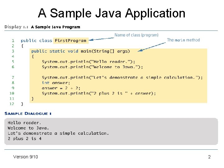 A Sample Java Application Version 9/10 2 