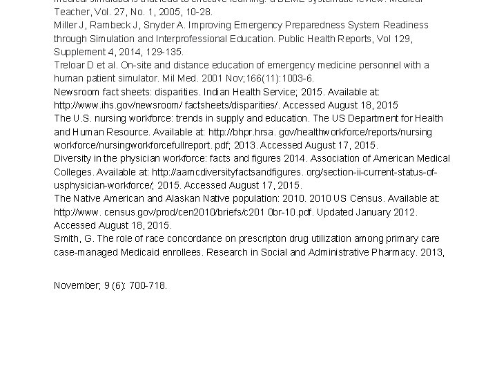 medical simulations that lead to effective learning: a BEME systematic review. Medical Teacher, Vol.
