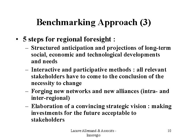 Relations Between Levels of Governance and Benchmarking of