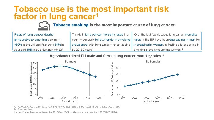 Tobacco use is the most important risk factor in lung cancer 1 Tobacco smoking