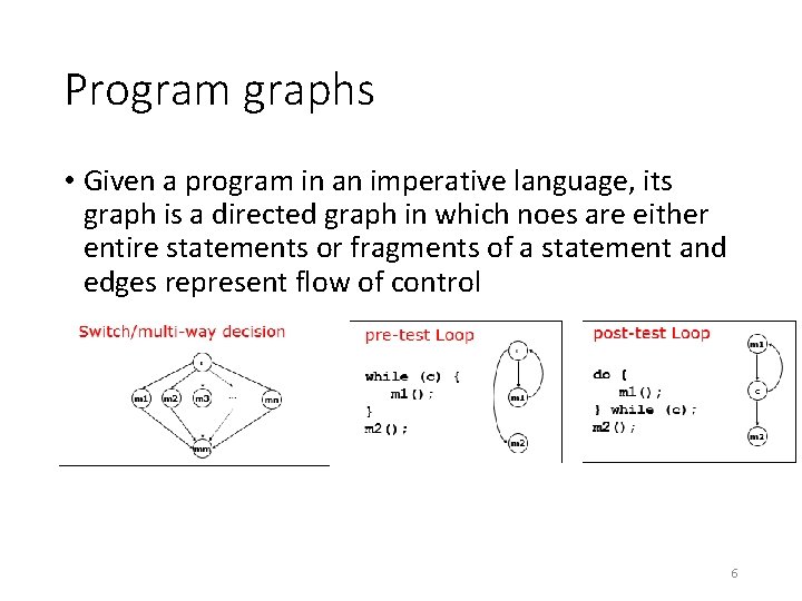 Program graphs • Given a program in an imperative language, its graph is a