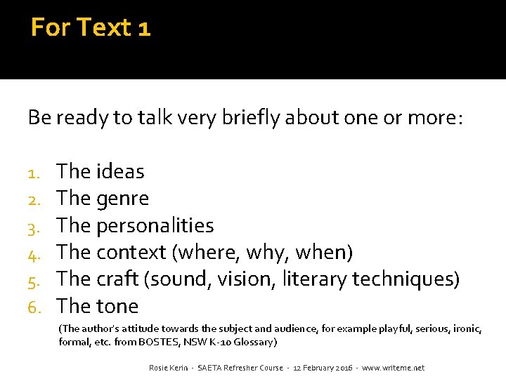 For Text 1 Be ready to talk very briefly about one or more: 1.