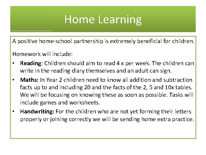 Welcome to Year 2 Other adults Learning Support