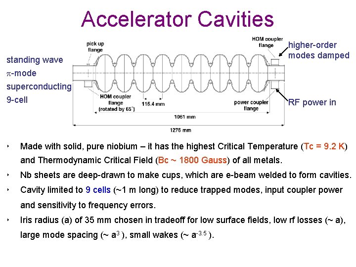 Accelerator Cavities standing wave higher-order modes damped p-mode superconducting 9 -cell ‣ RF power