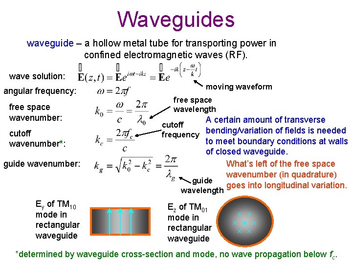Waveguides waveguide – a hollow metal tube for transporting power in confined electromagnetic waves