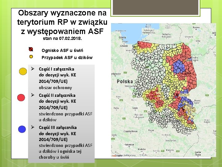 Obszary wyznaczone na terytorium RP w związku z występowaniem ASF stan na 07. 02.