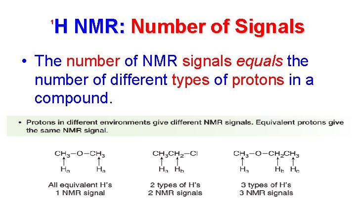 H NMR: Number of Signals 1 • The number of NMR signals equals the