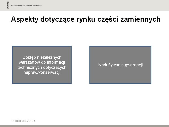 Aspekty dotyczące rynku części zamiennych Dostęp niezależnych warsztatów do informacji technicznych dotyczących napraw/konserwacji 14