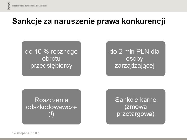 Sankcje za naruszenie prawa konkurencji do 10 % rocznego obrotu przedsiębiorcy do 2 mln