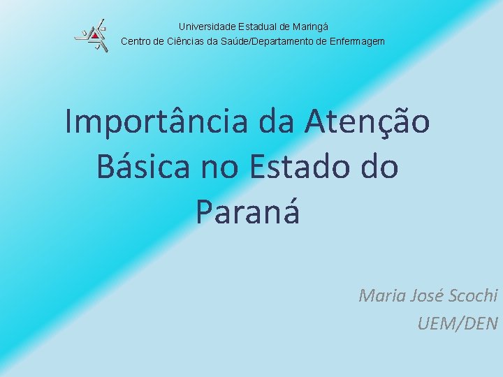 Universidade Estadual de Maringá Centro de Ciências da Saúde/Departamento de Enfermagem Importância da Atenção