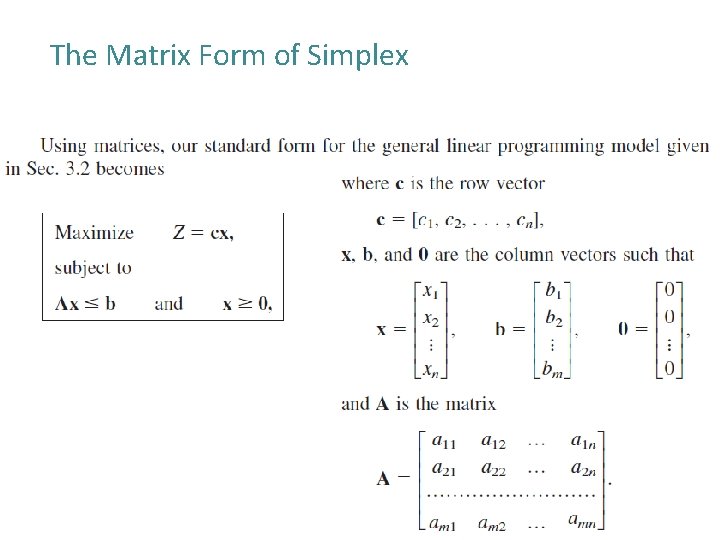 The Matrix Form of Simplex 38 