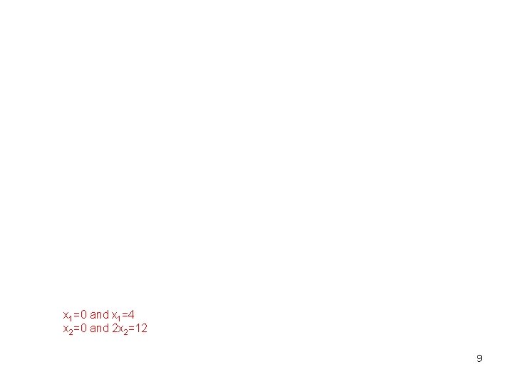 x 1=0 and x 1=4 x 2=0 and 2 x 2=12 9 