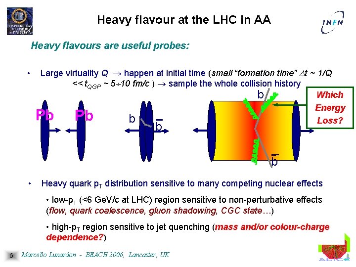 Heavy flavour at the LHC in AA Heavy flavours are useful probes: • Large