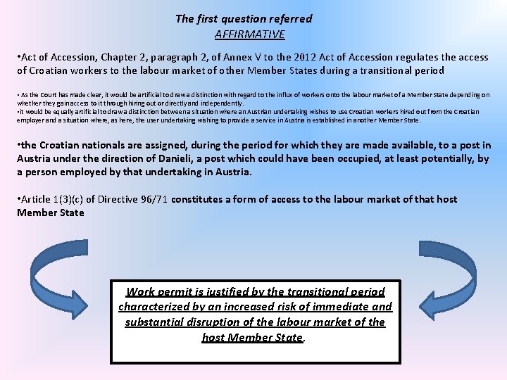 The first question referred AFFIRMATIVE • Act of Accession, Chapter 2, paragraph 2, of
