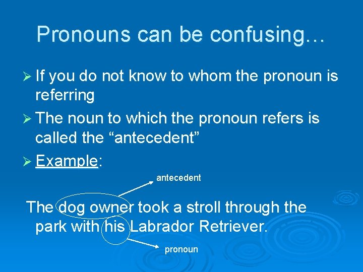 Pronouns can be confusing… Ø If you do not know to whom the pronoun
