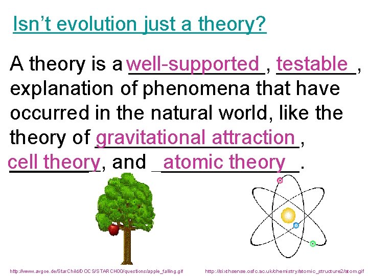 Isn’t evolution just a theory? A theory is a well-supported ______, testable _______, explanation