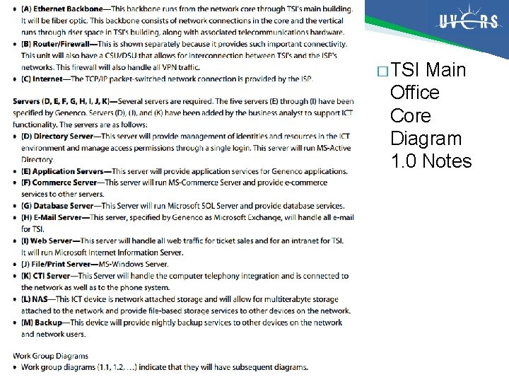 � TSI Main Office Core Diagram 1. 0 Notes 