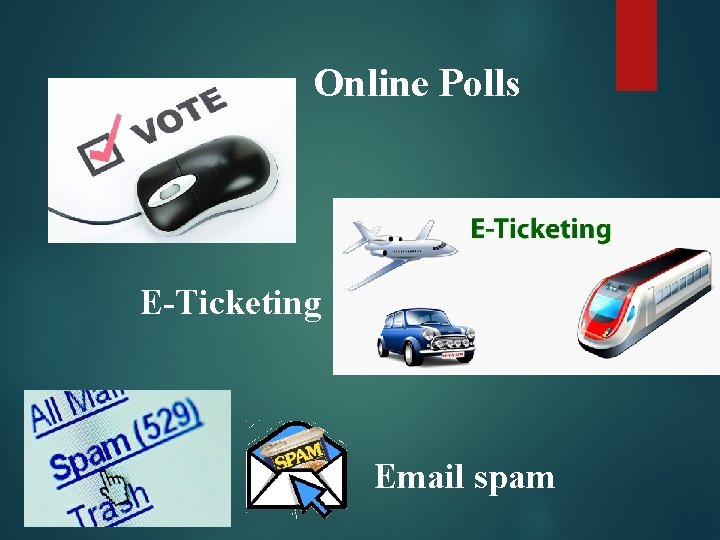 Online Polls E-Ticketing Email spam 