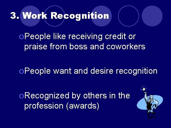 3. Work Recognition ¡People like receiving credit or praise from boss and coworkers ¡People 3. Work Recognition ¡People like receiving credit or praise from boss and coworkers ¡People