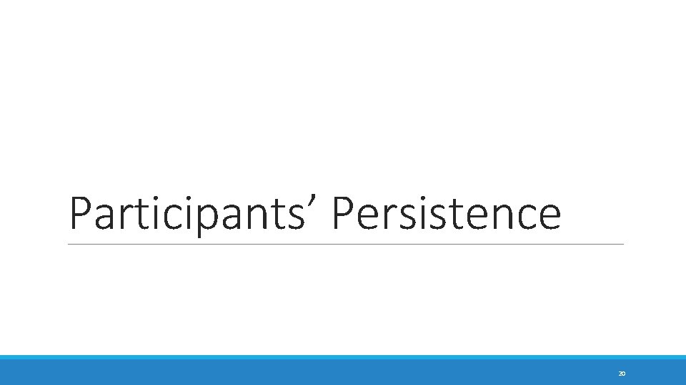 Participants’ Persistence 20 Participants’ Persistence 20