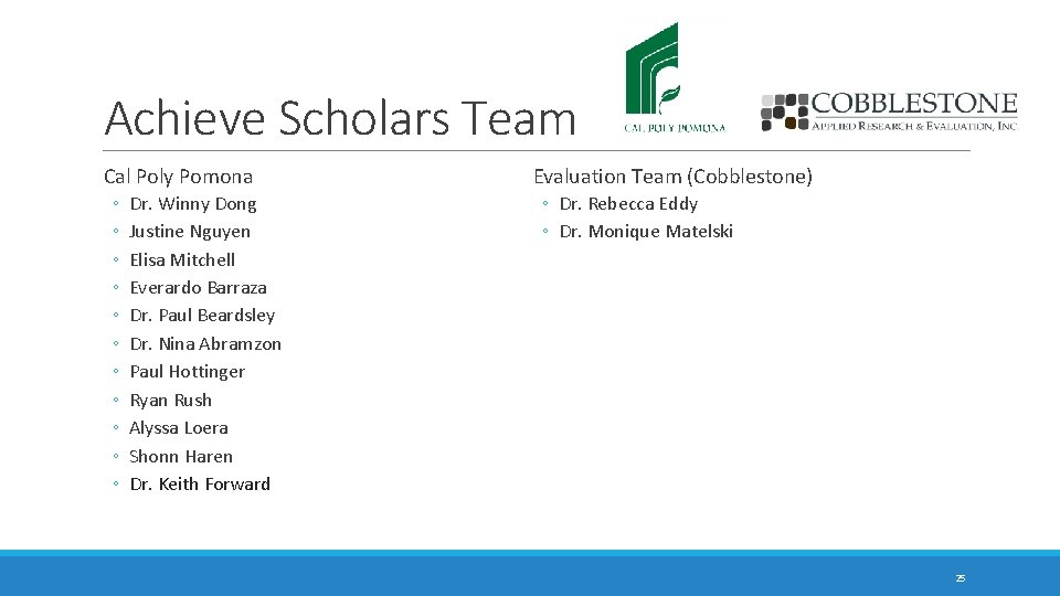 Achieve Scholars Team Cal Poly Pomona ◦ ◦ ◦ Dr. Winny Dong Justine Nguyen Achieve Scholars Team Cal Poly Pomona ◦ ◦ ◦ Dr. Winny Dong Justine Nguyen