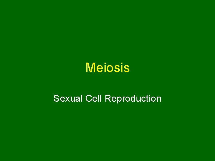 Meiosis Sexual Cell Reproduction 