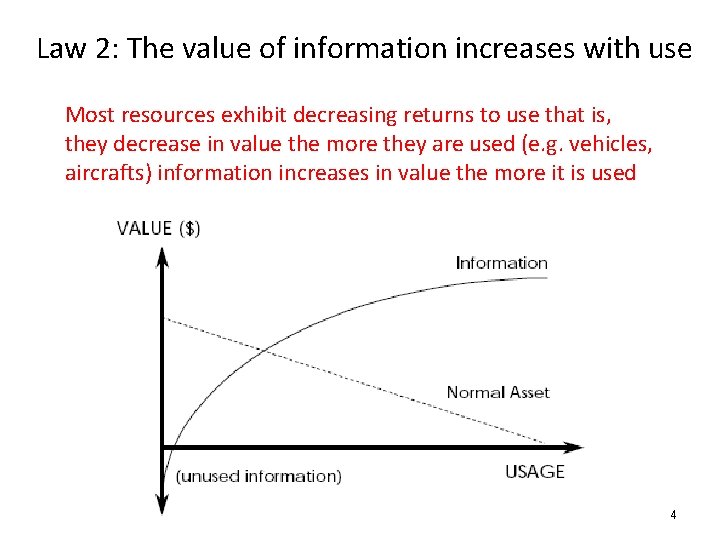 Law 2: The value of information increases with use Most resources exhibit decreasing returns