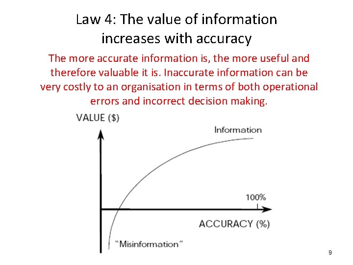 Law 4: The value of information increases with accuracy The more accurate information is,