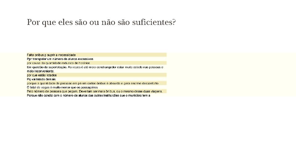 Por que eles são ou não suficientes? 