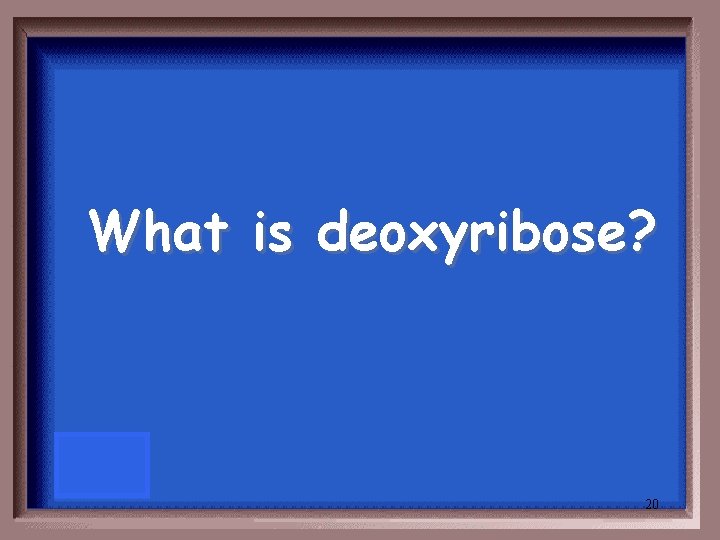 What is deoxyribose? 20 