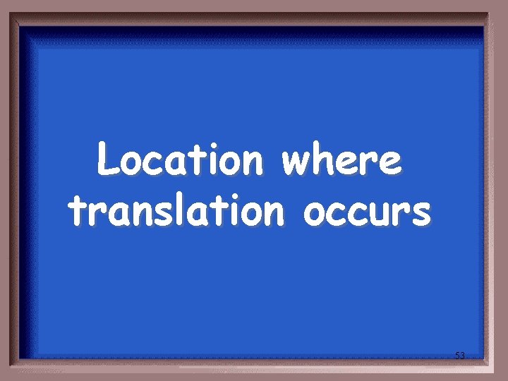 Location where translation occurs 53 