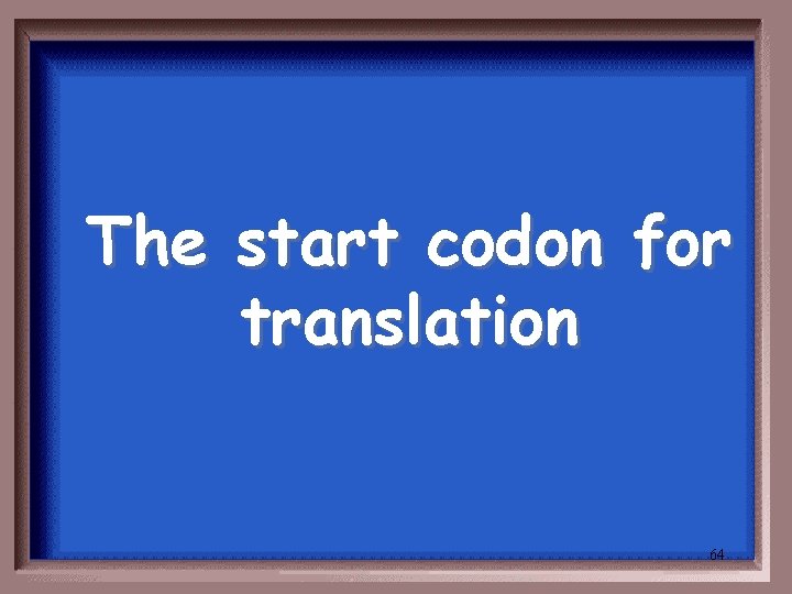 The start codon for translation 64 