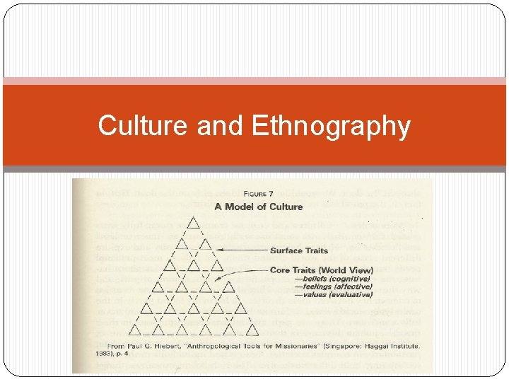 Culture and Ethnography 