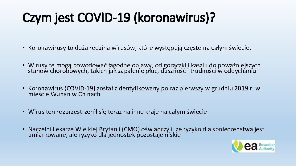 Czym jest COVID-19 (koronawirus)? • Koronawirusy to duża rodzina wirusów, które występują często na