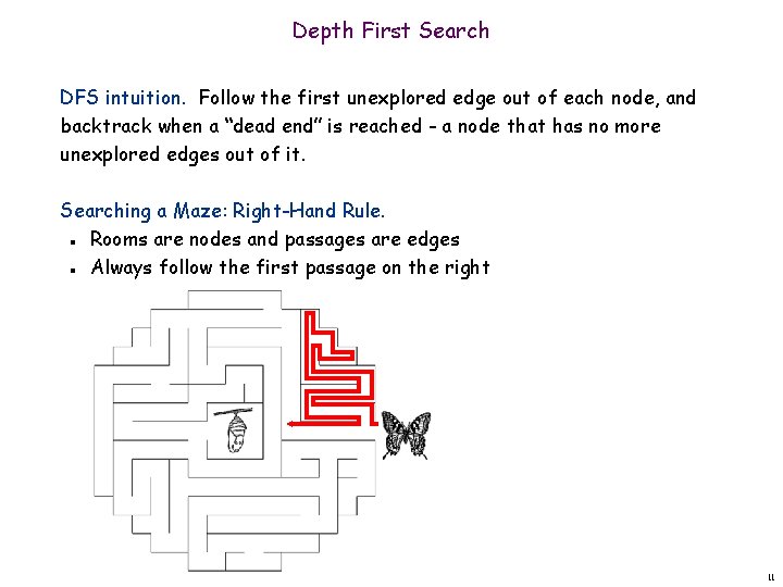 Depth First Search DFS intuition. Follow the first unexplored edge out of each node,