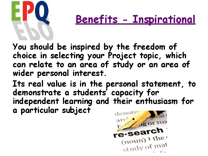 Benefits - Inspirational You should be inspired by the freedom of choice in selecting