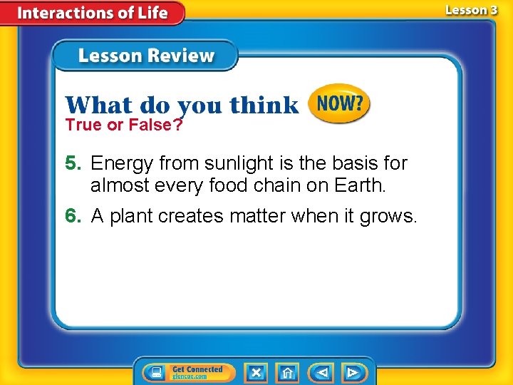 True or False? 5. Energy from sunlight is the basis for almost every food
