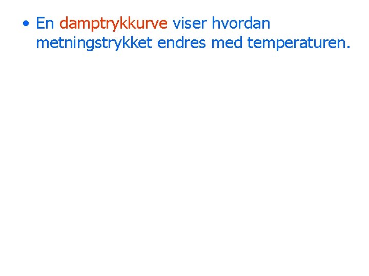  • En damptrykkurve viser hvordan metningstrykket endres med temperaturen. 